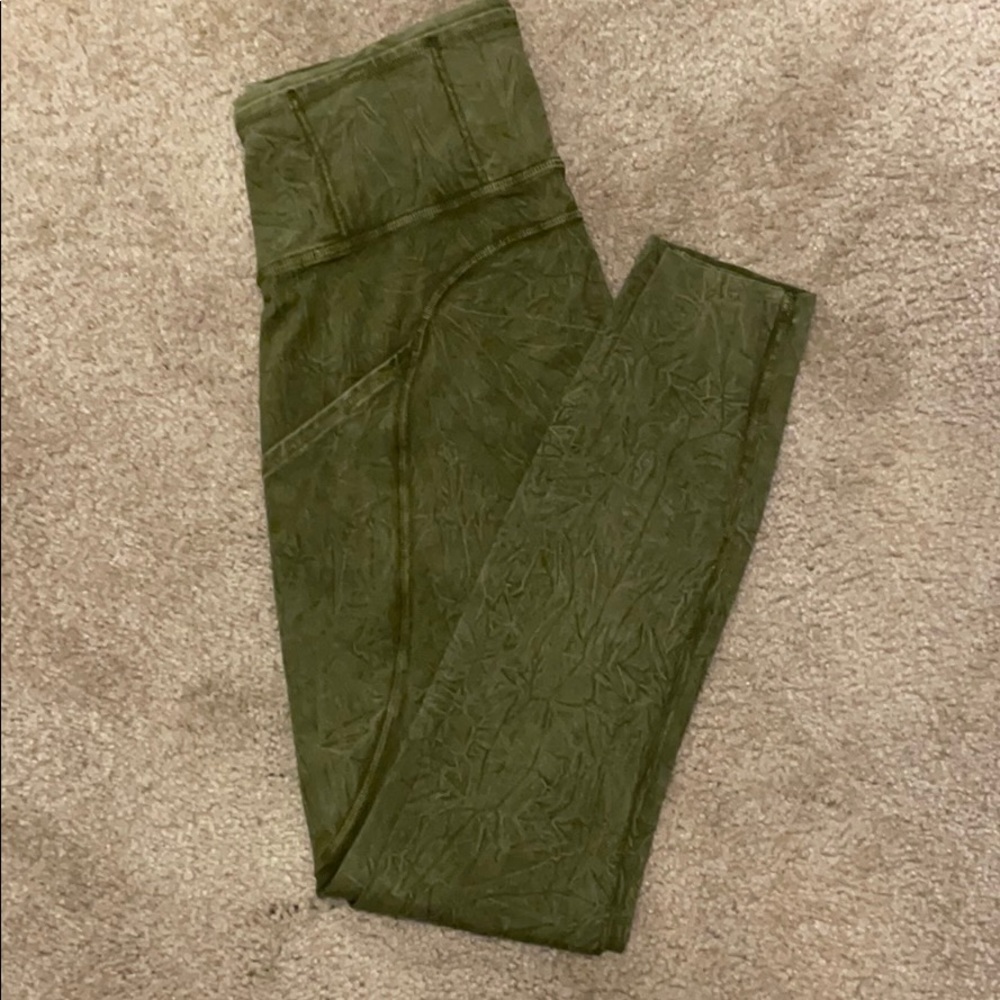 Olive High-Waist Crinkle Leggings - Women Pants & Jumpsuits